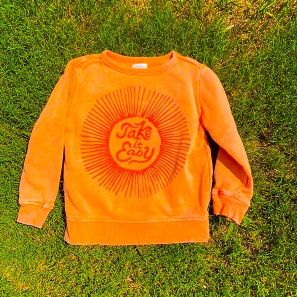 Kids “Take It Easy” Motif Sweatshirt Orange